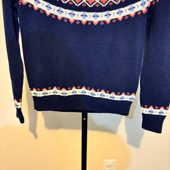 J. Crew Fair Isle Nordic Navy Crew Neck Long Sleeve Sweater - Picture 4 of 8